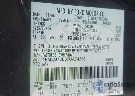 2007 Ford Explorer Xlt z USA, uszkodzony, nr VIN 1FMEU73E07UA74298